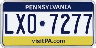 PA license plate LXO7277