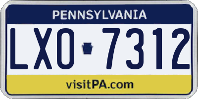 PA license plate LXO7312