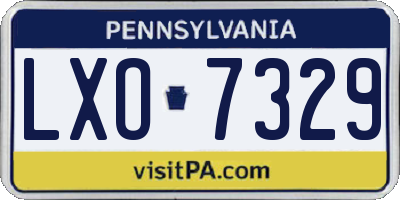 PA license plate LXO7329