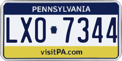 PA license plate LXO7344