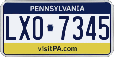 PA license plate LXO7345