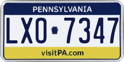 PA license plate LXO7347