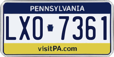 PA license plate LXO7361
