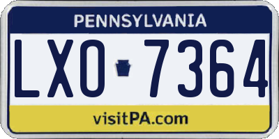 PA license plate LXO7364