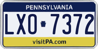PA license plate LXO7372
