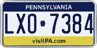 PA license plate LXO7384