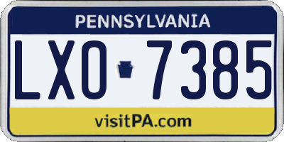 PA license plate LXO7385