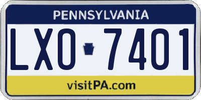 PA license plate LXO7401