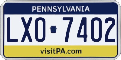 PA license plate LXO7402