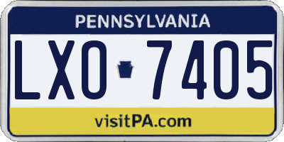 PA license plate LXO7405