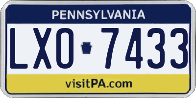 PA license plate LXO7433