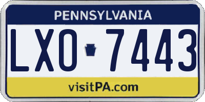 PA license plate LXO7443