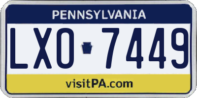 PA license plate LXO7449