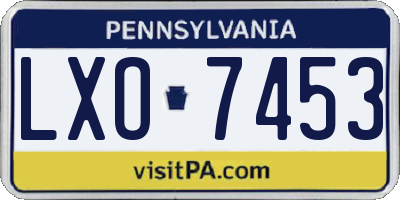 PA license plate LXO7453