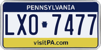 PA license plate LXO7477