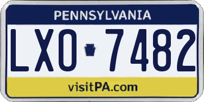 PA license plate LXO7482