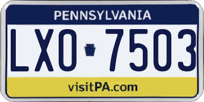 PA license plate LXO7503
