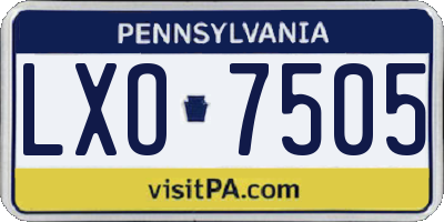 PA license plate LXO7505