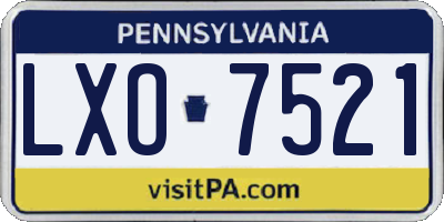 PA license plate LXO7521