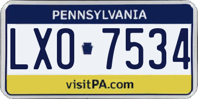 PA license plate LXO7534