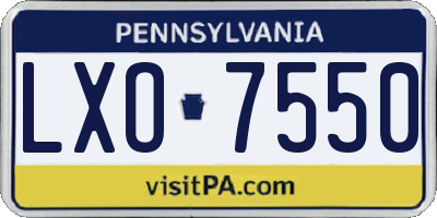 PA license plate LXO7550