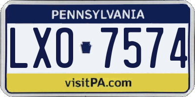 PA license plate LXO7574