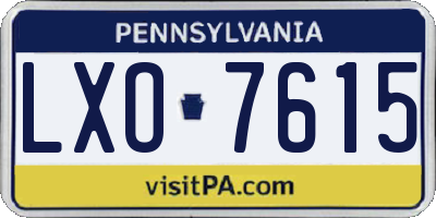 PA license plate LXO7615