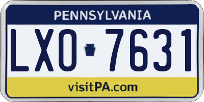 PA license plate LXO7631