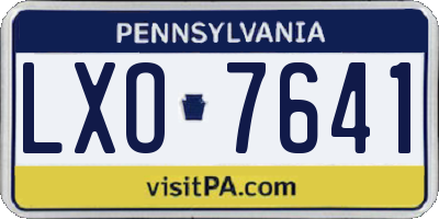 PA license plate LXO7641