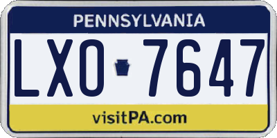 PA license plate LXO7647