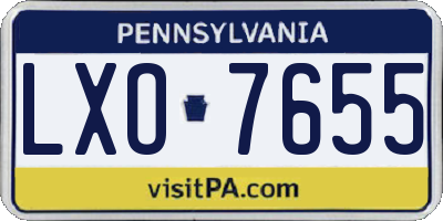 PA license plate LXO7655
