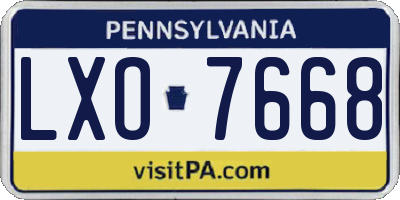 PA license plate LXO7668