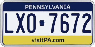 PA license plate LXO7672