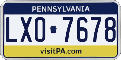 PA license plate LXO7678