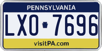 PA license plate LXO7696