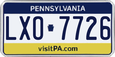 PA license plate LXO7726