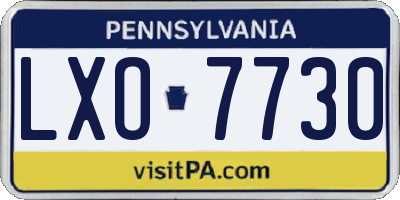 PA license plate LXO7730