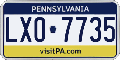 PA license plate LXO7735