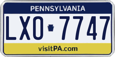 PA license plate LXO7747