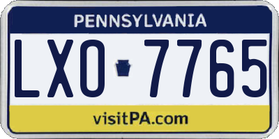 PA license plate LXO7765