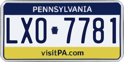 PA license plate LXO7781