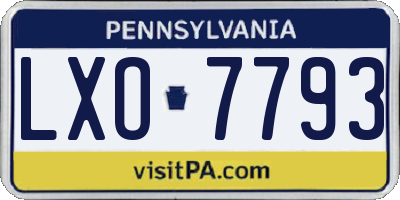 PA license plate LXO7793