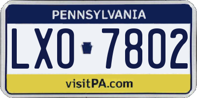 PA license plate LXO7802