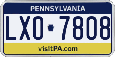 PA license plate LXO7808