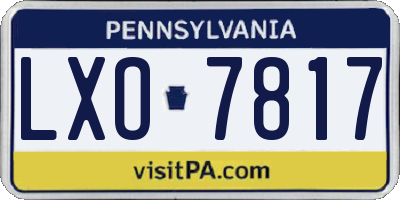 PA license plate LXO7817