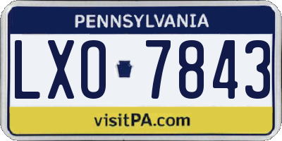 PA license plate LXO7843