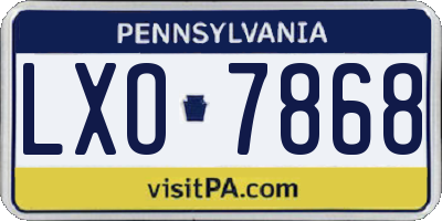 PA license plate LXO7868