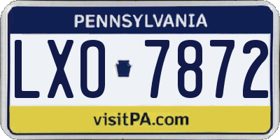 PA license plate LXO7872