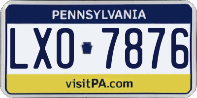 PA license plate LXO7876