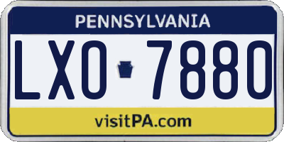 PA license plate LXO7880